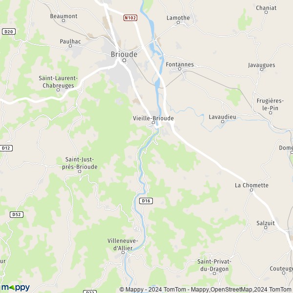 La carte pour la ville de Vieille-Brioude 43100