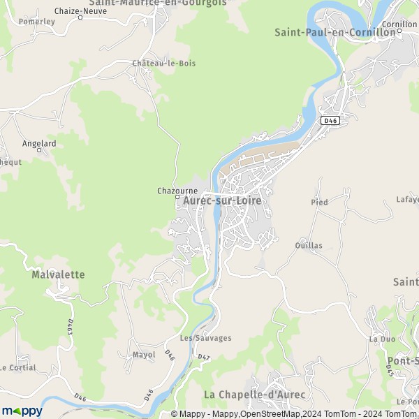 La carte pour la ville de Aurec-sur-Loire 43110