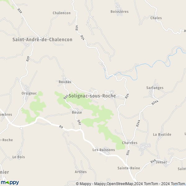 La carte pour la ville de Solignac-sous-Roche 43130