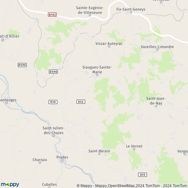 La carte pour la ville de Siaugues-Sainte-Marie 43300