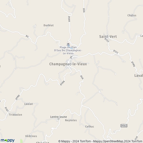 La carte pour la ville de Champagnac-le-Vieux 43440