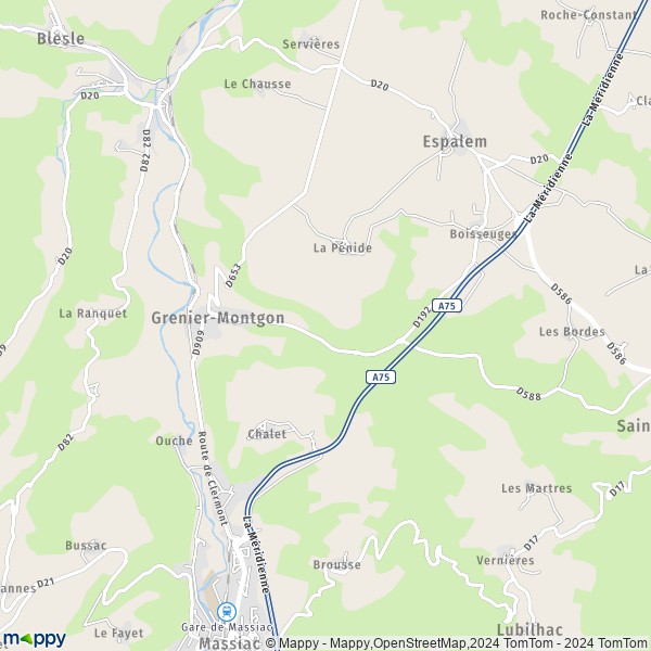 La carte pour la ville de Grenier-Montgon 43450