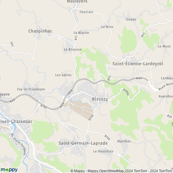La carte pour la ville de Blavozy 43700