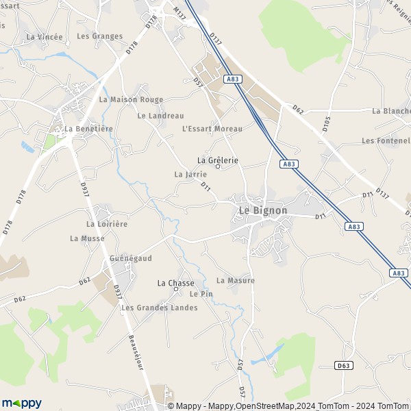 La carte pour la ville de Le Bignon 44140