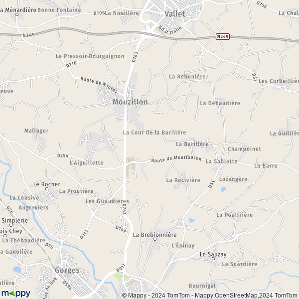La carte pour la ville de Mouzillon 44330