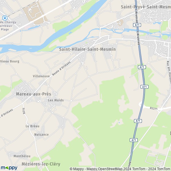 La carte pour la ville de Saint-Hilaire-Saint-Mesmin 45160