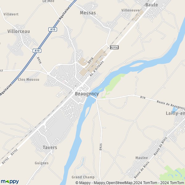 La carte pour la ville de Beaugency 45190