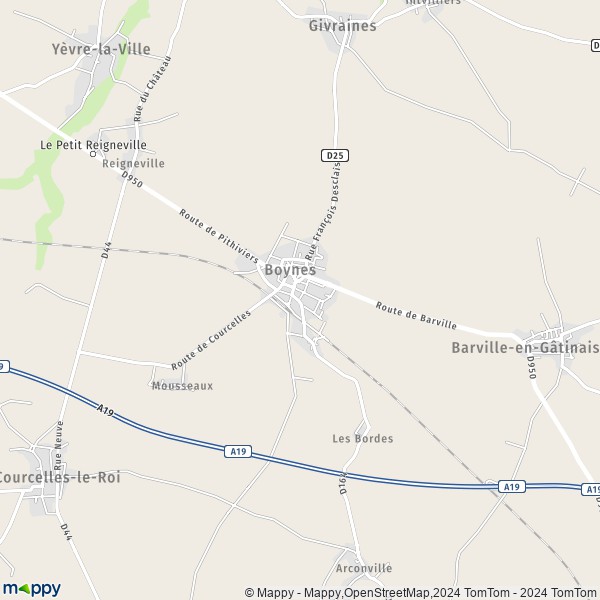 La carte pour la ville de Boynes 45300