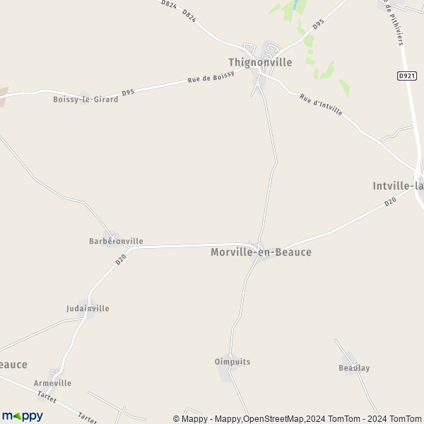 La carte pour la ville de Morville-en-Beauce 45300