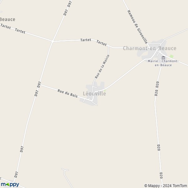 La carte pour la ville de Léouville 45480