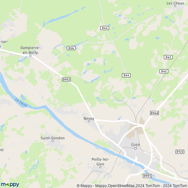 La carte pour la ville de Nevoy 45500