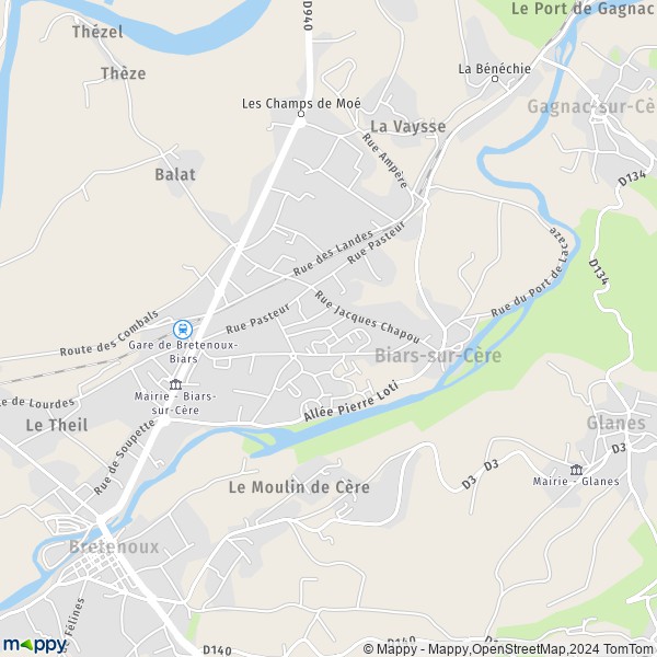 La carte pour la ville de Biars-sur-Cère 46130