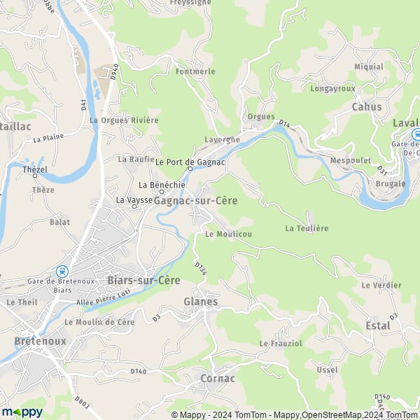 La carte pour la ville de Gagnac-sur-Cère 46130