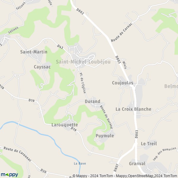 La carte pour la ville de Saint-Michel-Loubéjou 46130
