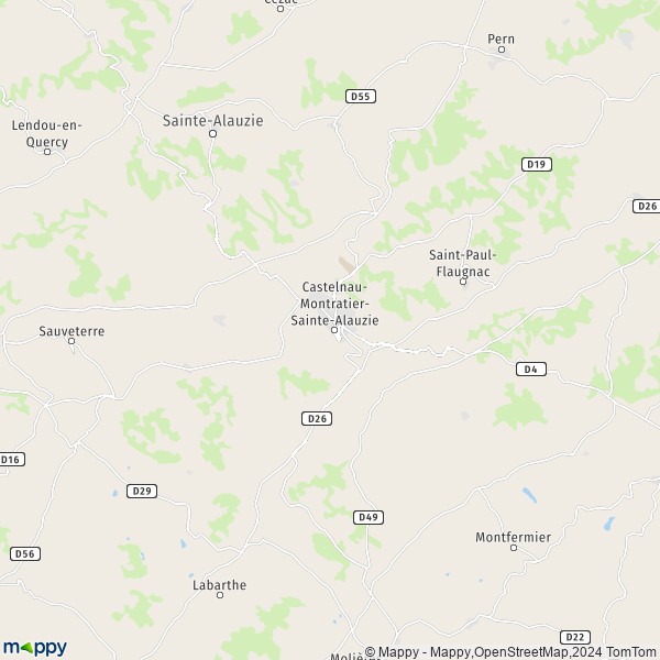La carte pour la ville de Castelnau-Montratier-Sainte-Alauzie 46170