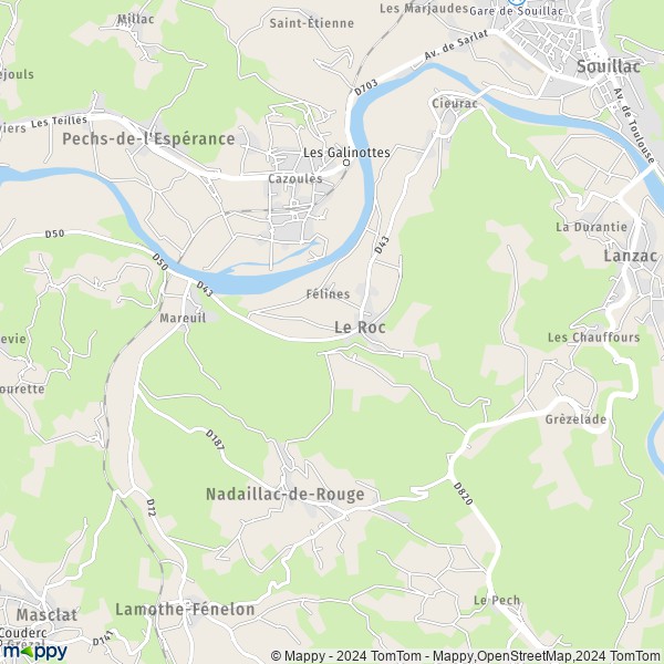 La carte pour la ville de Le Roc 46200