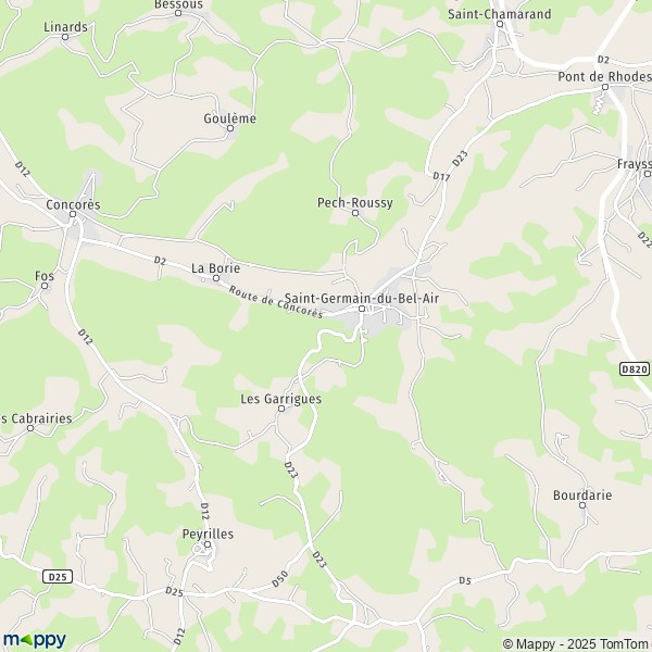 La carte pour la ville de Saint-Germain-du-Bel-Air 46310