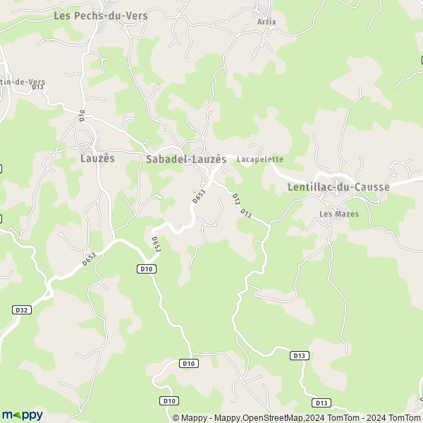 La carte pour la ville de Sabadel-Lauzès 46360