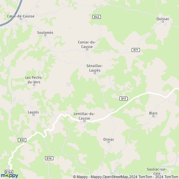 La carte pour la ville de Sénaillac-Lauzès 46360