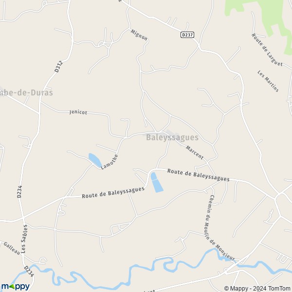 La carte pour la ville de Baleyssagues 47120