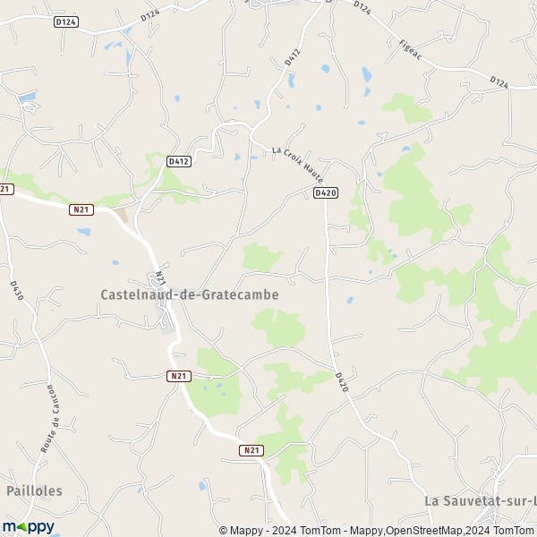 La carte pour la ville de Castelnaud-de-Gratecambe 47290