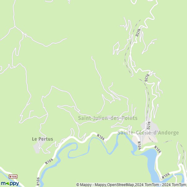 La carte pour la ville de Saint-Julien-des-Points 48160