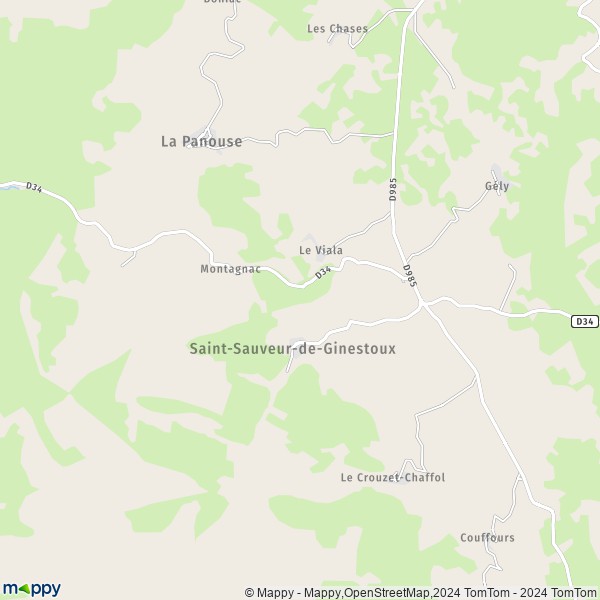 La carte pour la ville de Saint-Sauveur-de-Ginestoux 48170