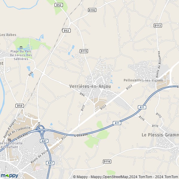 La carte pour la ville de Pellouailles-les-Vignes, 49112 Verrières-en-Anjou