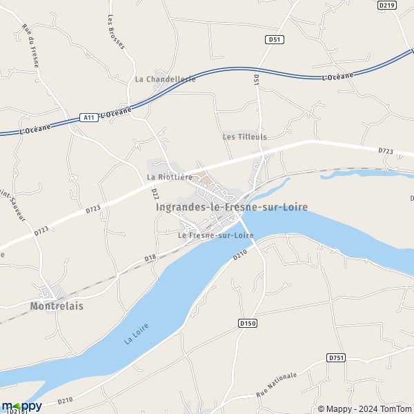 La carte pour la ville de Ingrandes-le-Fresne-sur-Loire 49123