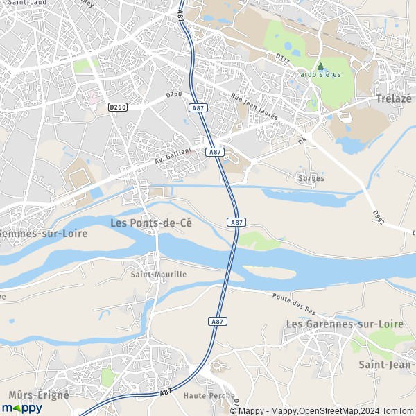 La carte pour la ville de Les Ponts-de-Cé 49130