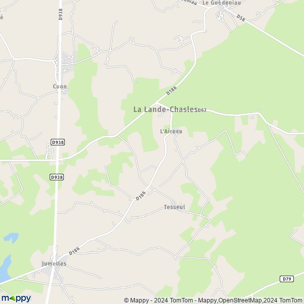 La carte pour la ville de La Lande-Chasles 49150