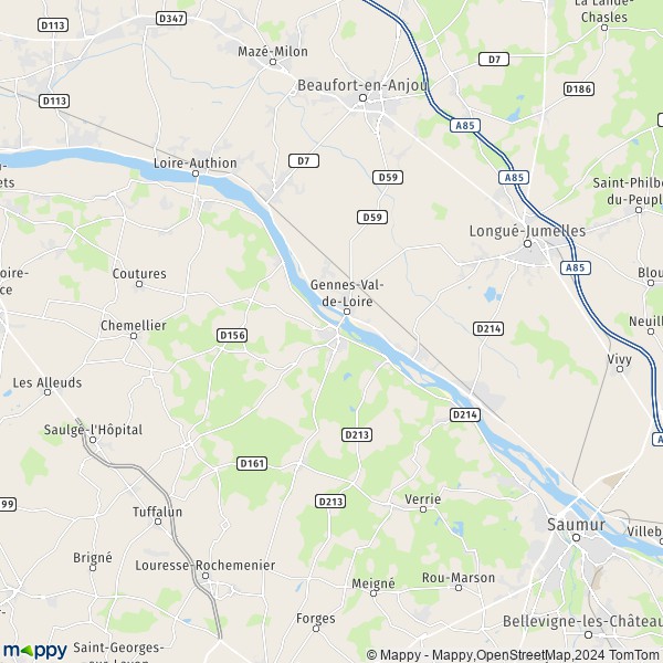 La carte pour la ville de Gennes-Val-de-Loire 49160-49350
