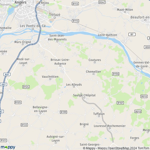 La carte pour la ville de Brissac-Loire-Aubance 49250-49320
