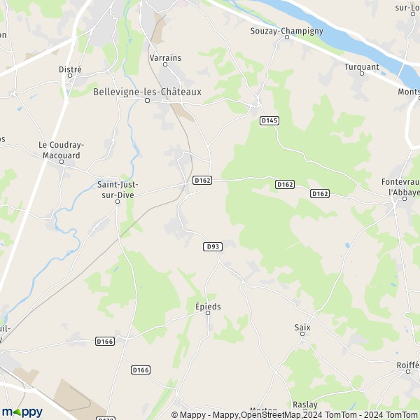 La carte pour la ville de Saint-Cyr-en-Bourg, 49260 Bellevigne-les-Châteaux