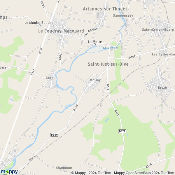 La carte pour la ville de Saint-Just-sur-Dive 49260