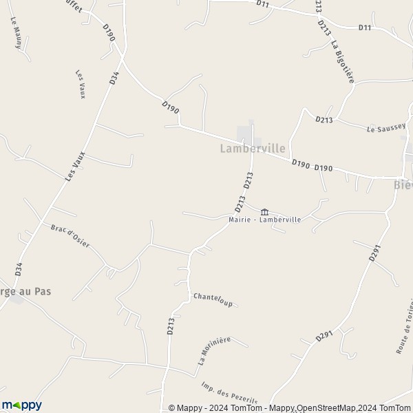 La carte pour la ville de Lamberville 50160