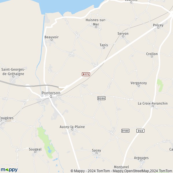 La carte pour la ville de Vessey, 50170 Pontorson