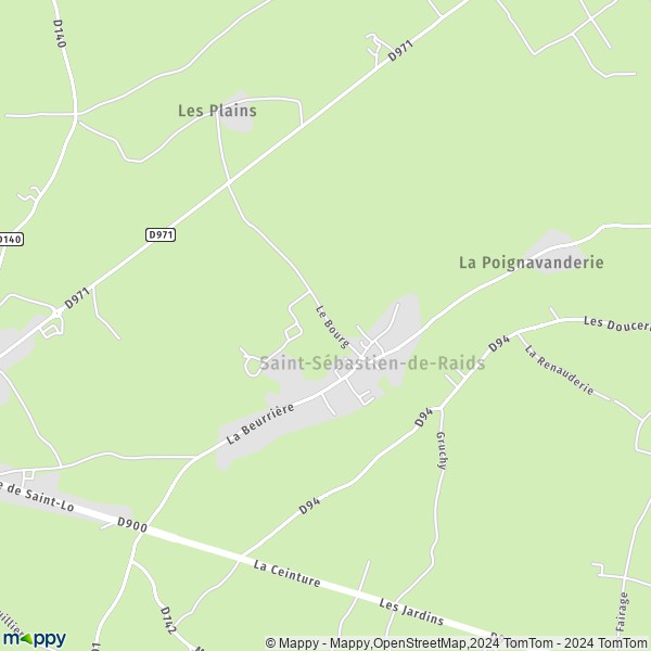 La carte pour la ville de Saint-Sébastien-de-Raids 50190