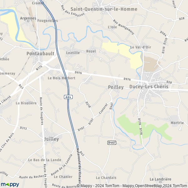 La carte pour la ville de Poilley 50220