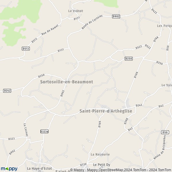 La carte pour la ville de Sortosville-en-Beaumont 50270