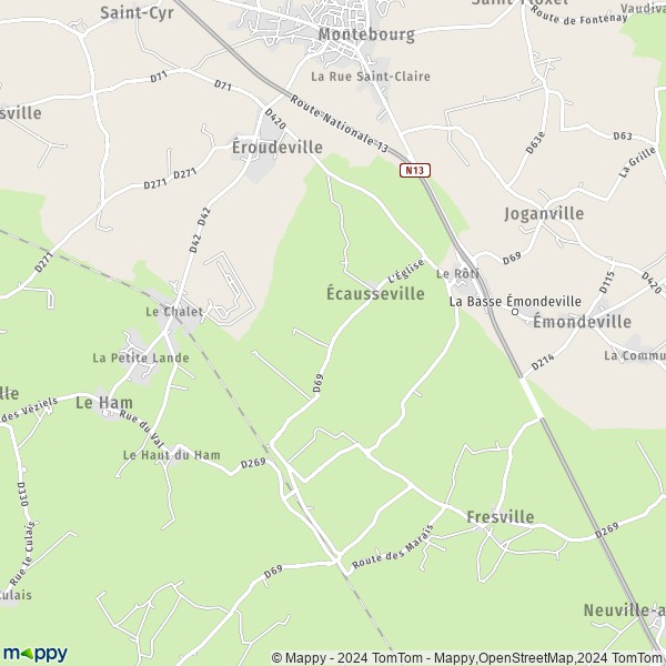 La carte pour la ville de Écausseville 50310