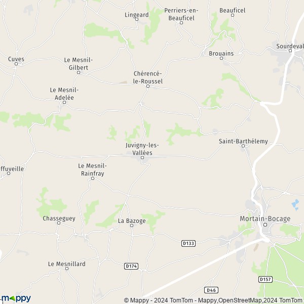 La carte pour la ville de Chasseguey, 50520 Juvigny-les-Vallées