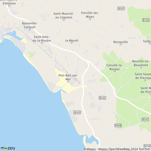 La carte pour la ville de Denneville, 50580 Port-Bail-sur-Mer