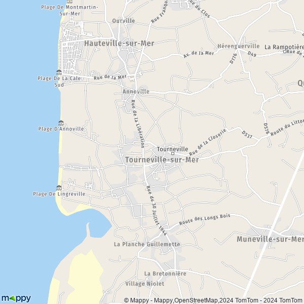 La carte pour la ville de Annoville, 50660 Tourneville-sur-Mer