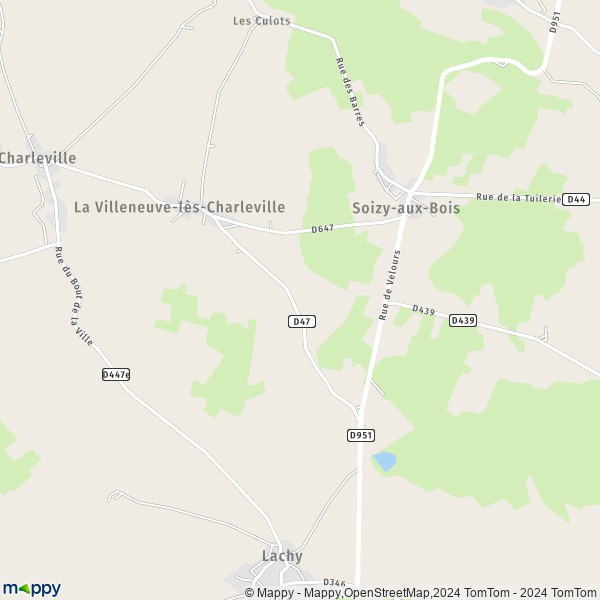 La carte pour la ville de La Villeneuve-lès-Charleville 51120