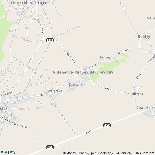 La carte pour la ville de Villeneuve-Renneville-Chevigny 51130