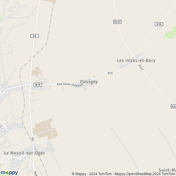 La carte pour la ville de Flavigny 51190