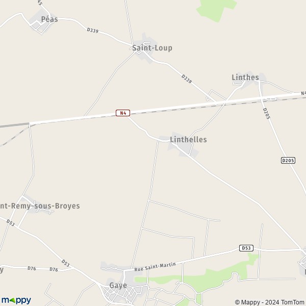 La carte pour la ville de Linthelles 51230