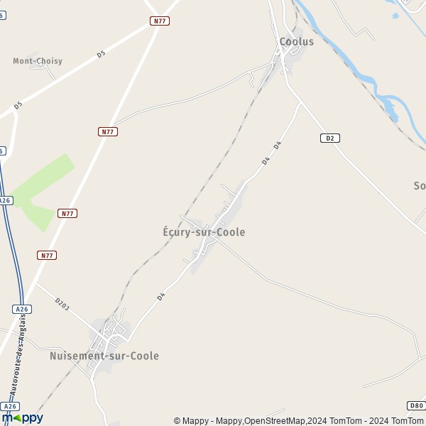 La carte pour la ville de Écury-sur-Coole 51240