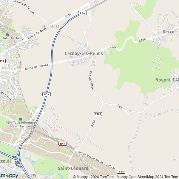 La carte pour la ville de Cernay-lès-Reims 51420